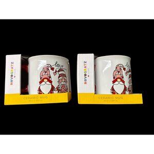 Novogratz Home Ceramic Mugs Set Of 2 Valentine's Gnome Couple 20 oz New in Box